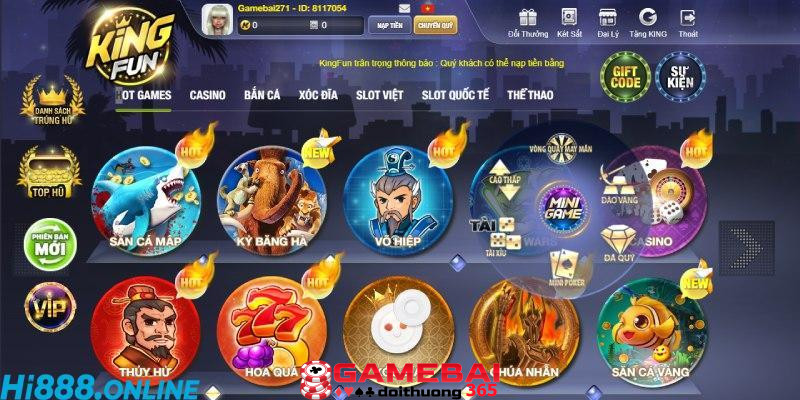 Nổ hũ King Fun – Cơ hội trúng Jackpot cực lớn