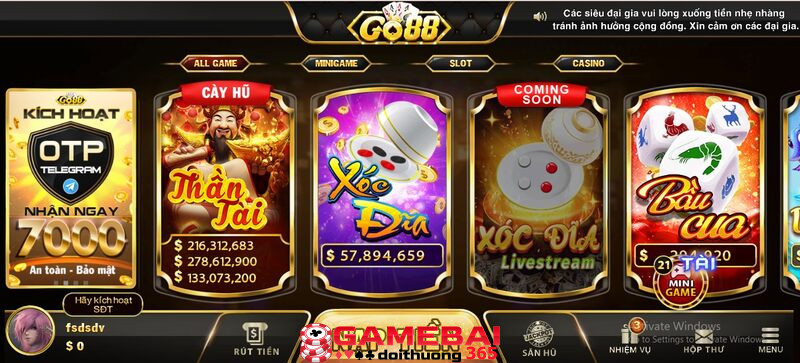 Xóc đĩa Go88 game ăn tiền đỉnh nhất giới trò chơi đổi thưởng trực tuyến 